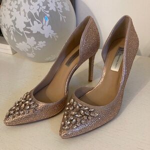 INC rose gold rhinestone bling heels